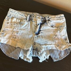 Almost Famous Juniors Denim Shorts Distressed Raw Hem Size 3